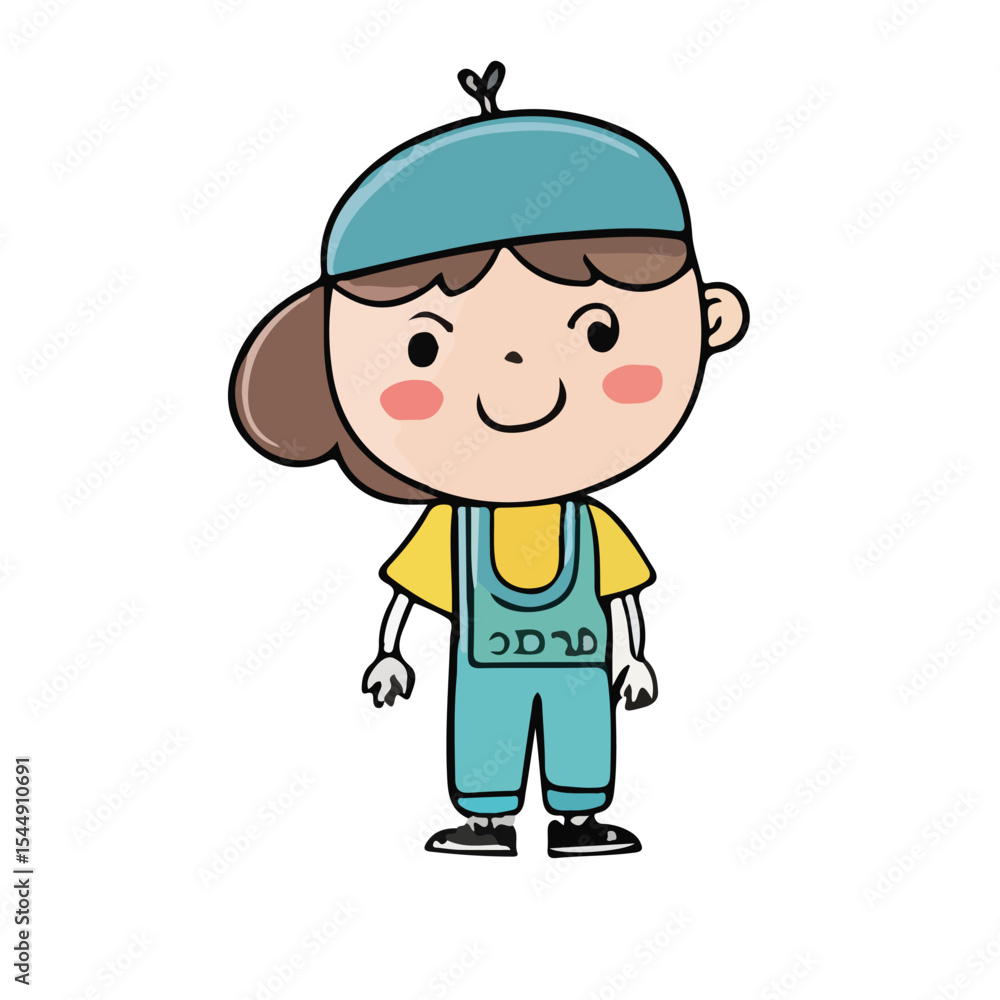 A boy cartoon smiling and playing A boy cartoon smiling and playing