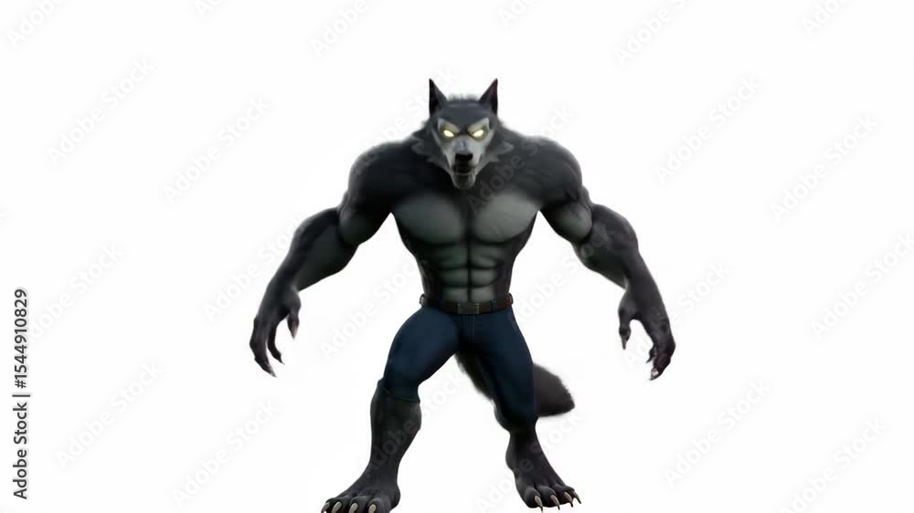 Werewolf Standing with Muscles Werewolf Standing with Muscles