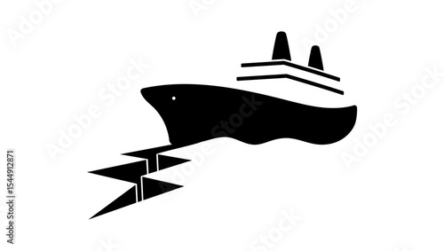 icebreaker ship, black isolated silhouette