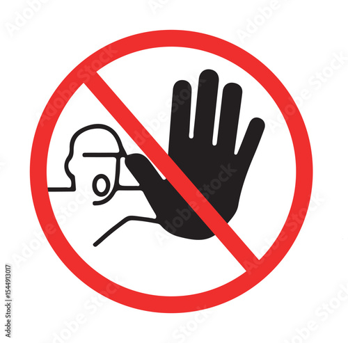 prohibition sign with hand gesture and face indicating no entry or access in restricted areas