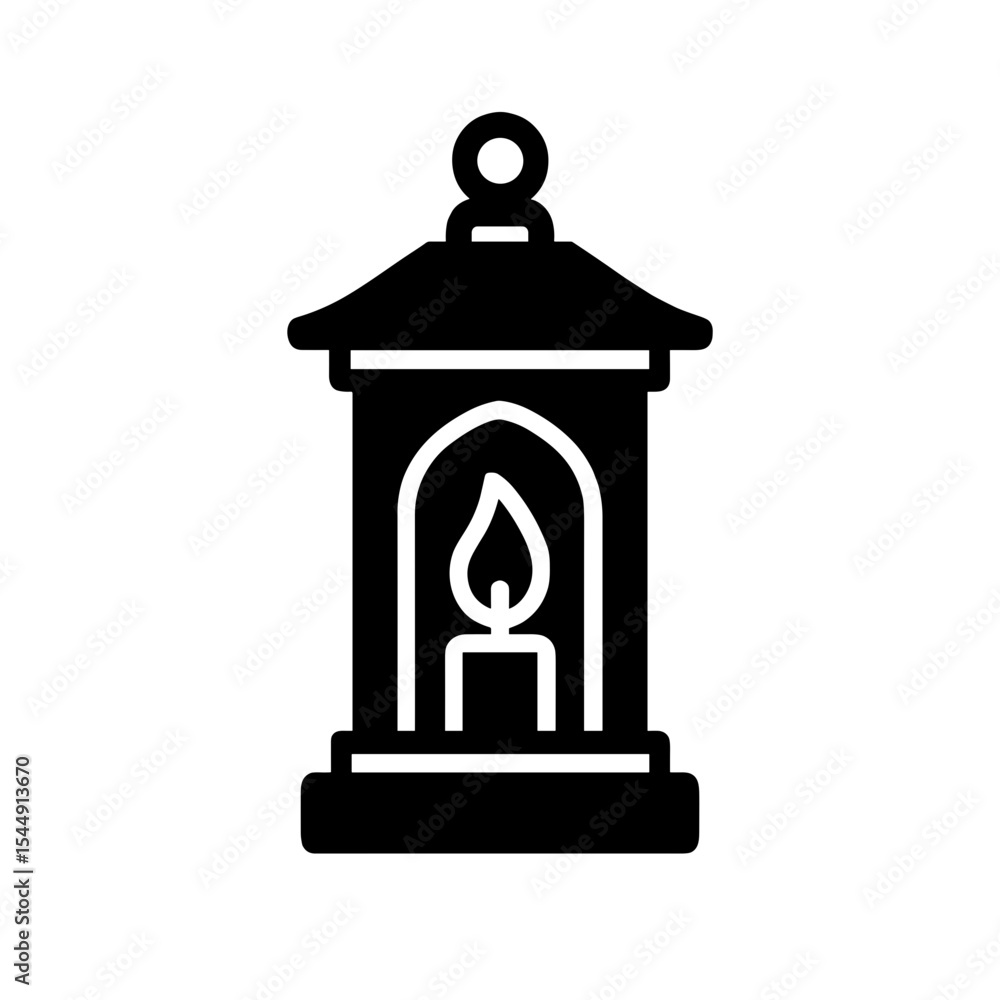 Lantern with candle icon in filled style – symbol of spiritual light and guidance Lantern with candle icon in filled style – symbol of spiritual light and guidance