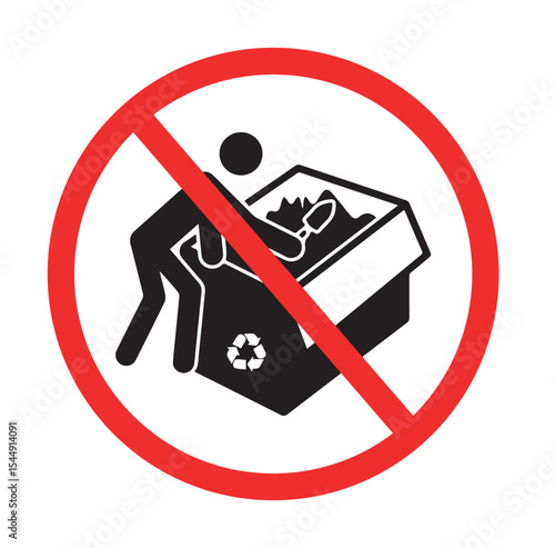 prohibition sign indicating no dumping or entering recycling bin to maintain waste management safety