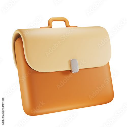 Office work briefcase illustration. Office bag 3d icon on a transparent background.