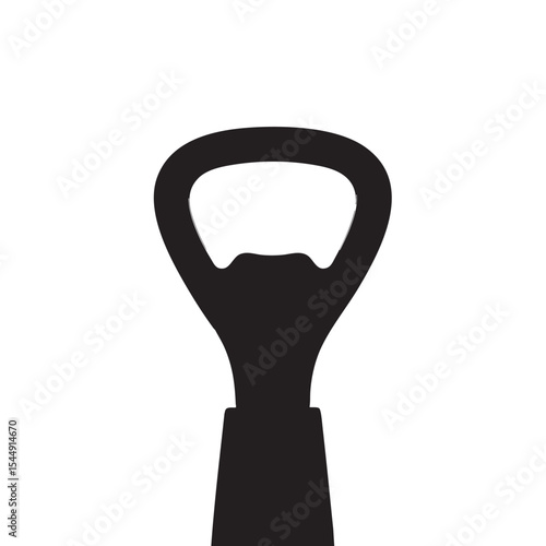 Silhouette of a classic bottle opener against a clean white background