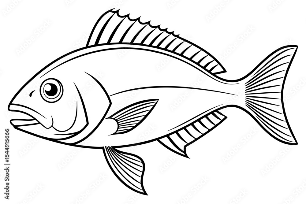 Fototapeta premium Seafood Snapper Illustration on White
