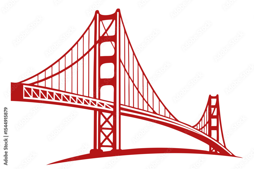 Fototapeta premium Red Golden Gate Bridge Vector Design