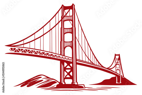 Golden Gate Bridge Logo Red Minimalist
