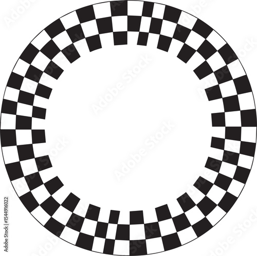 Circle Checker Frame Silhouette in Black | Geometric Border Illustration Vector Format