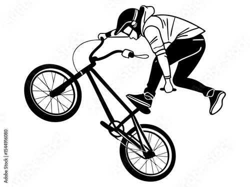 BMX Biker Performing Stunt Vector Art