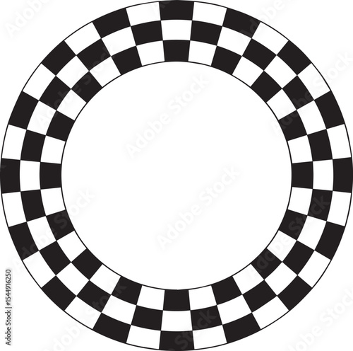 Circle Checker Frame Silhouette in Black | Geometric Border Illustration Vector Format