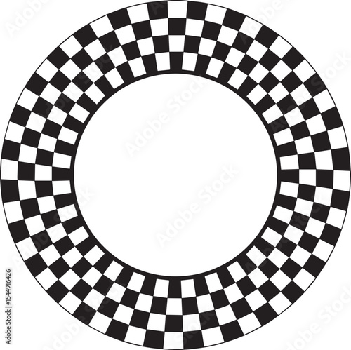 Circle Checker Frame Silhouette in Black | Geometric Border Illustration Vector Format