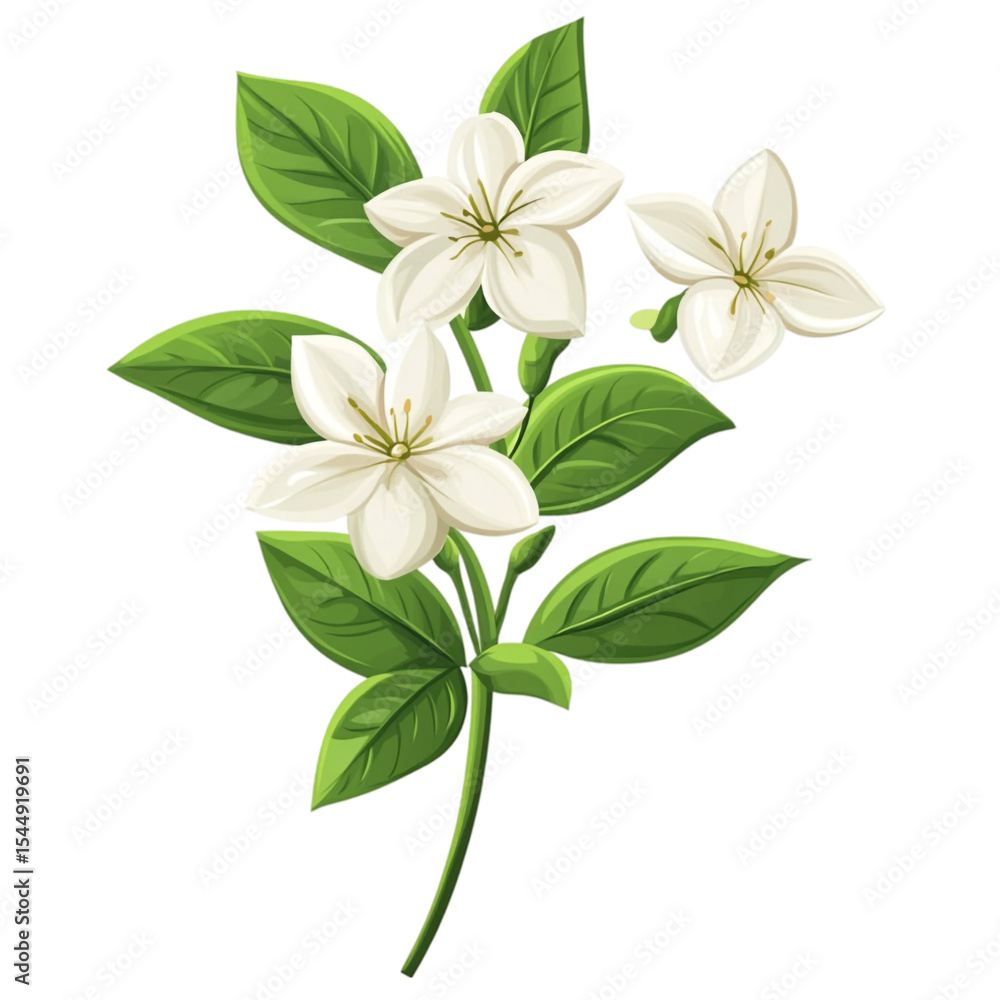 Obraz premium Beautiful white flowers with green leaves a nature scene