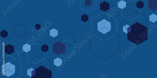 Abstract blue hexagon background. Futuristic digital hi-technology banner.