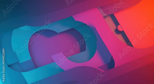 Abstract interplay of geometric shapes and vivid hues with dynamic gradients