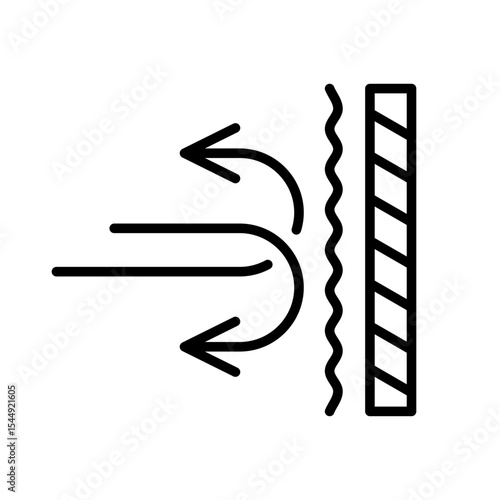 Surface reflection icon. Protective layer symbol. Windproof fabric feature sign. Textile or construction covering material property