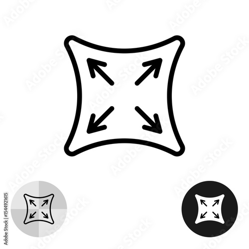 Stretch material icon. Pull to expand the elastic stuff simple symbol with arrows outward from center