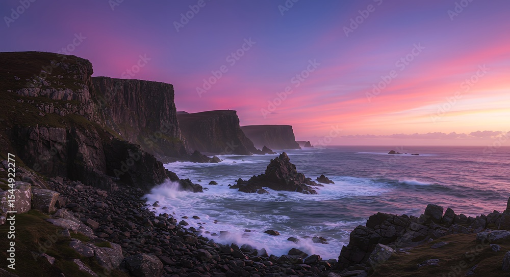 Fototapeta premium Rocky coastline with dramatic cliffs