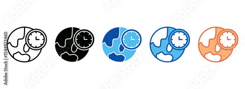 Time Zone Icon Set Multiple Style Collection