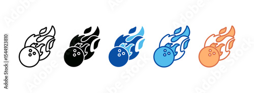 Bowling Ball Icon Set Multiple Style Collection