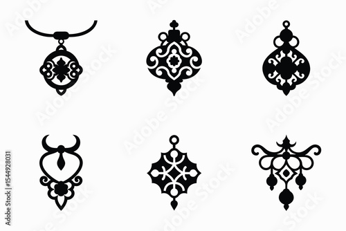 Elegant Black and White Jewelry Design Illustrations