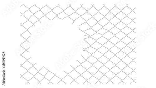 ence, wire, chainlink, outline, gap, broken, corner, damage, vector, grid, tear, escape, barrier, hole, mesh, security, design, cracked, pattern, torn, white, isolated, metal, rustic, net, vandalism, 
