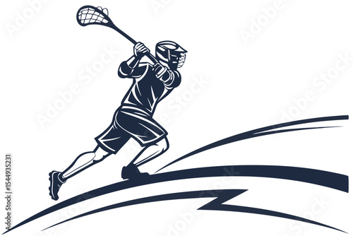 Lacrosse Player Preparing to Shoot Drawing