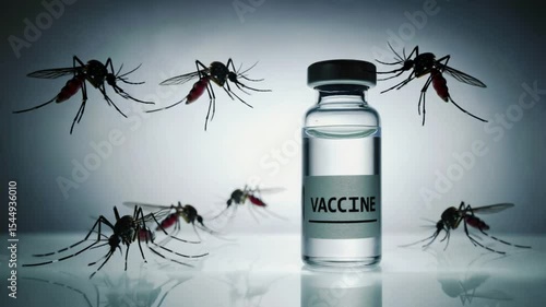 Vaccine next to mosquitoes.