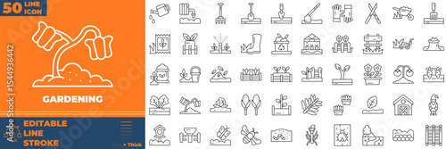 Gardening Line Editable Icons set. Vector illustration in modern thin line style of gardening icons: plant, gardener, sprout, etc