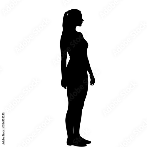 Silhouette of woman in profile on white background, simplicity and grace
