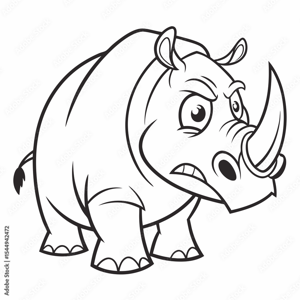 Fototapeta premium Minimalist Angry Rhino Icon