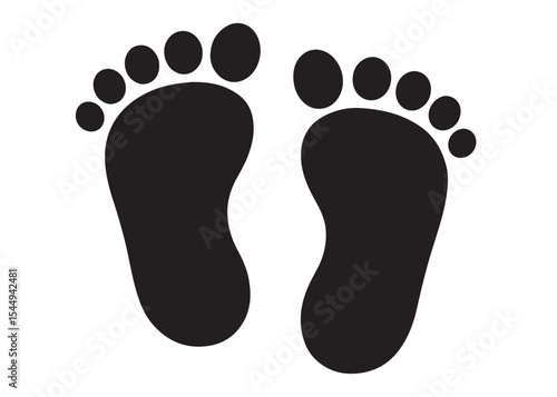 baby feet logo silhouette vector, baby foot logo icon vector silhouette, foot print vector illustration logo, silhouette of baby footprints icon vector silhouette design on white background