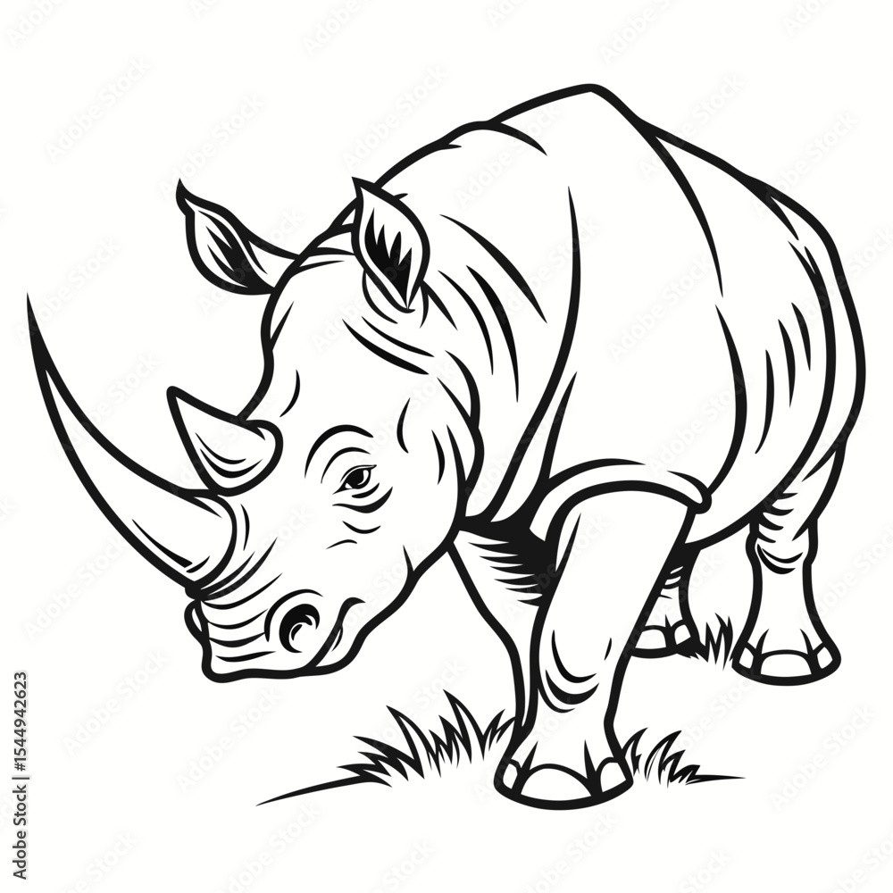 Fototapeta premium Rhino Outline for Sticker Use