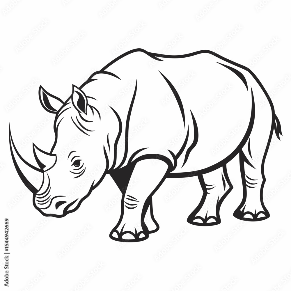Obraz premium Rhinoceros Outline Icon