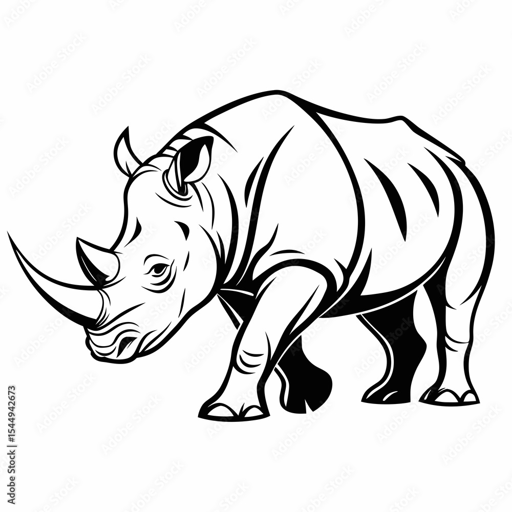 Fototapeta premium Side View Rhino Icon for Apps