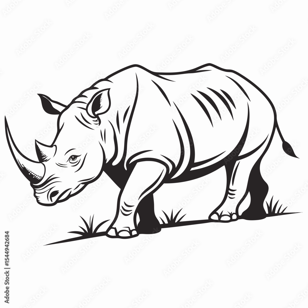 Fototapeta premium Standing Rhino Outline Icon