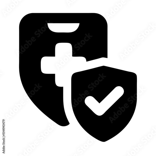 Secure Telehealth Consultation Icon Featuring a Shield and Check Mark