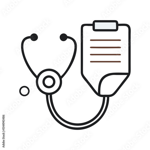 Telehealth Consultation Icon Featuring a Stethoscope and Medical Document