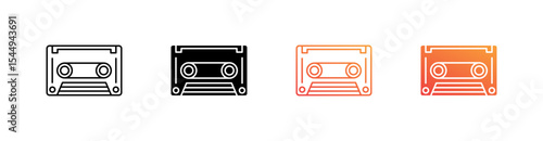 Old Cassette Multiple Style Icon Set Collection 