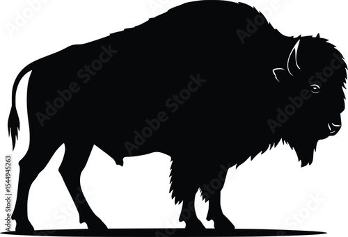 Silhouette illustration of a powerful bison in profile, emphasizing its robust form and natural majesty
