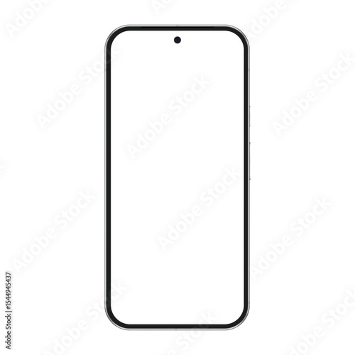 Mock-up phone for visual advertisment ui app demonstration vector illustration. Realistic modern frameless smartphone mockup white screen.