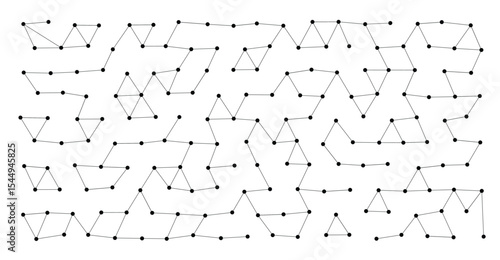 Abstract geometric network of connected dots and lines forming diamond-like facets on a clean white isolated background, ideal for technology, science, or data themes vector illustration