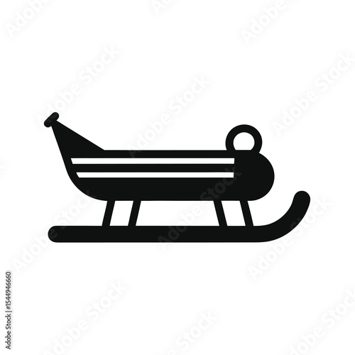 Black silhouette of a toboggan sled