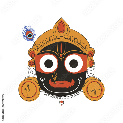 Whimsical Depiction of Lord Jagannath A Vibrant and Playful Take on Traditional Hindu Art and Spirituality