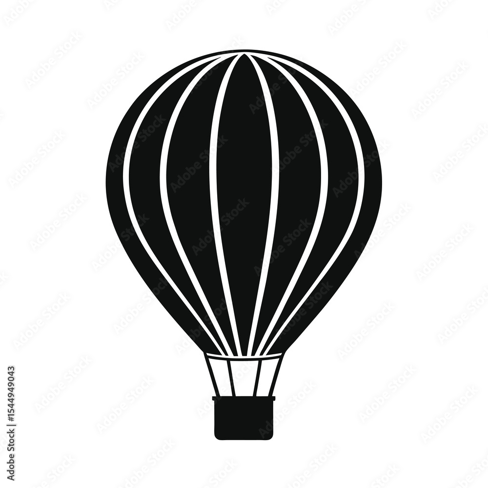 Naklejka premium Hot Air Balloon Silhouette Simple Black Icon