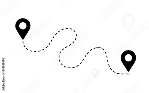 A Minimalist Black and White Illustration Journey Route Map Design