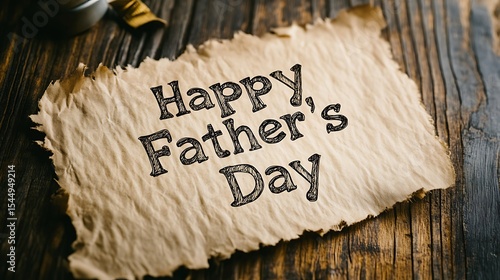 Rustic Happy Father's Day Calligraphy on Aged Paper