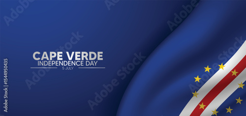 Cape Verde Independence Day 5 July waving flag vector poster