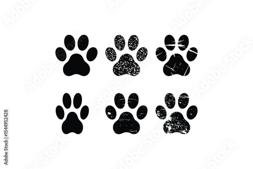 Black Paw Prints Vector Collection Clean and Grunge Styles