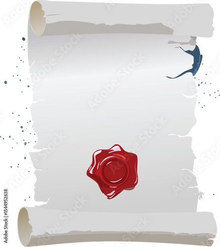 A single handwritten letter on parchment paper, folded delicately with a red wax seal bearing a rose crest. The paper edges are torn unevenly, and the ink has faded to a soft gray