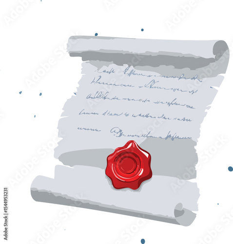 A single handwritten letter on parchment paper, folded delicately with a red wax seal bearing a rose crest. The paper edges are torn unevenly, and the ink has faded to a soft gray